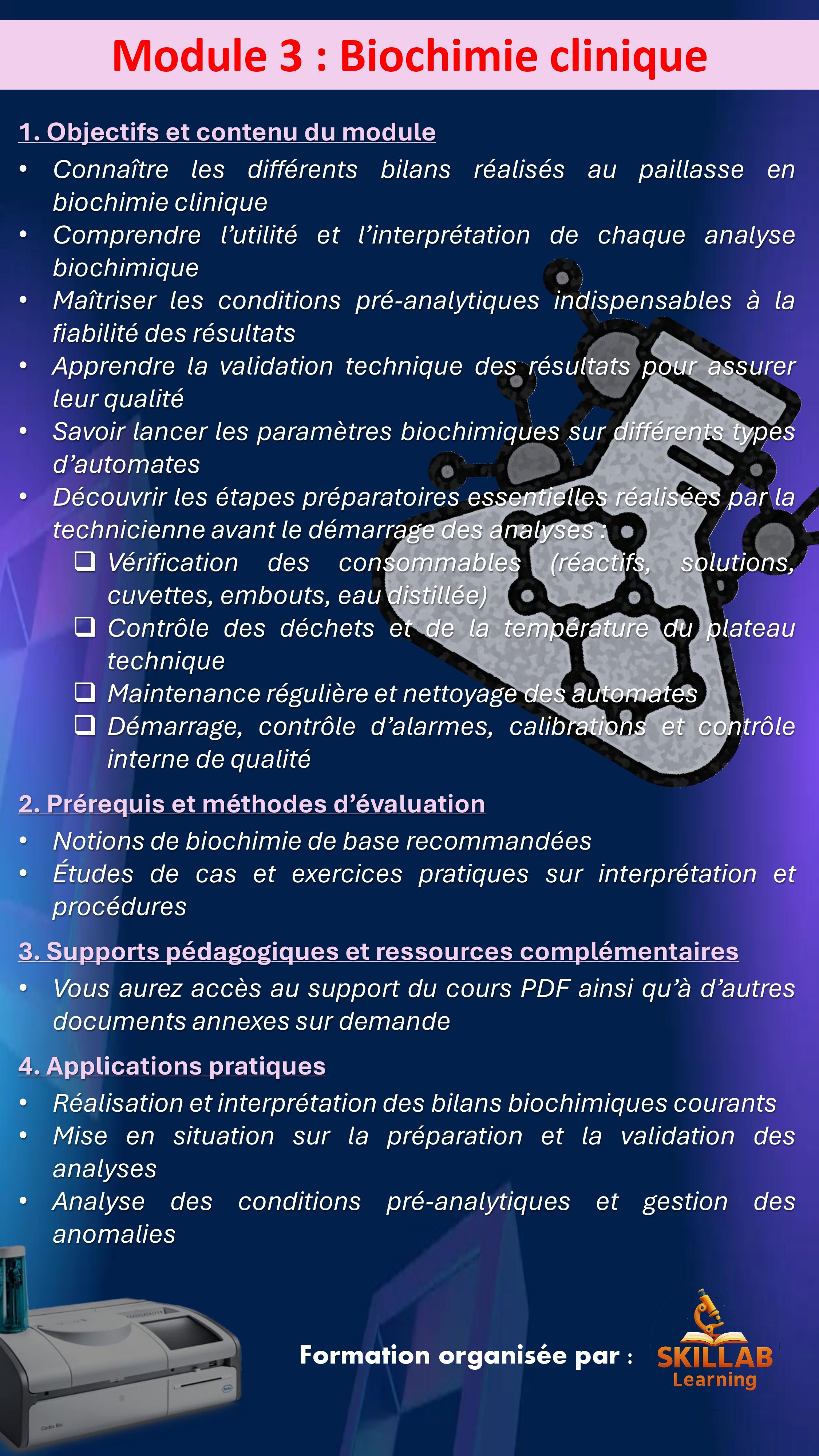 Module 3 : Biochimie clinique (3h) - Date de la séance : 15/09/2026
