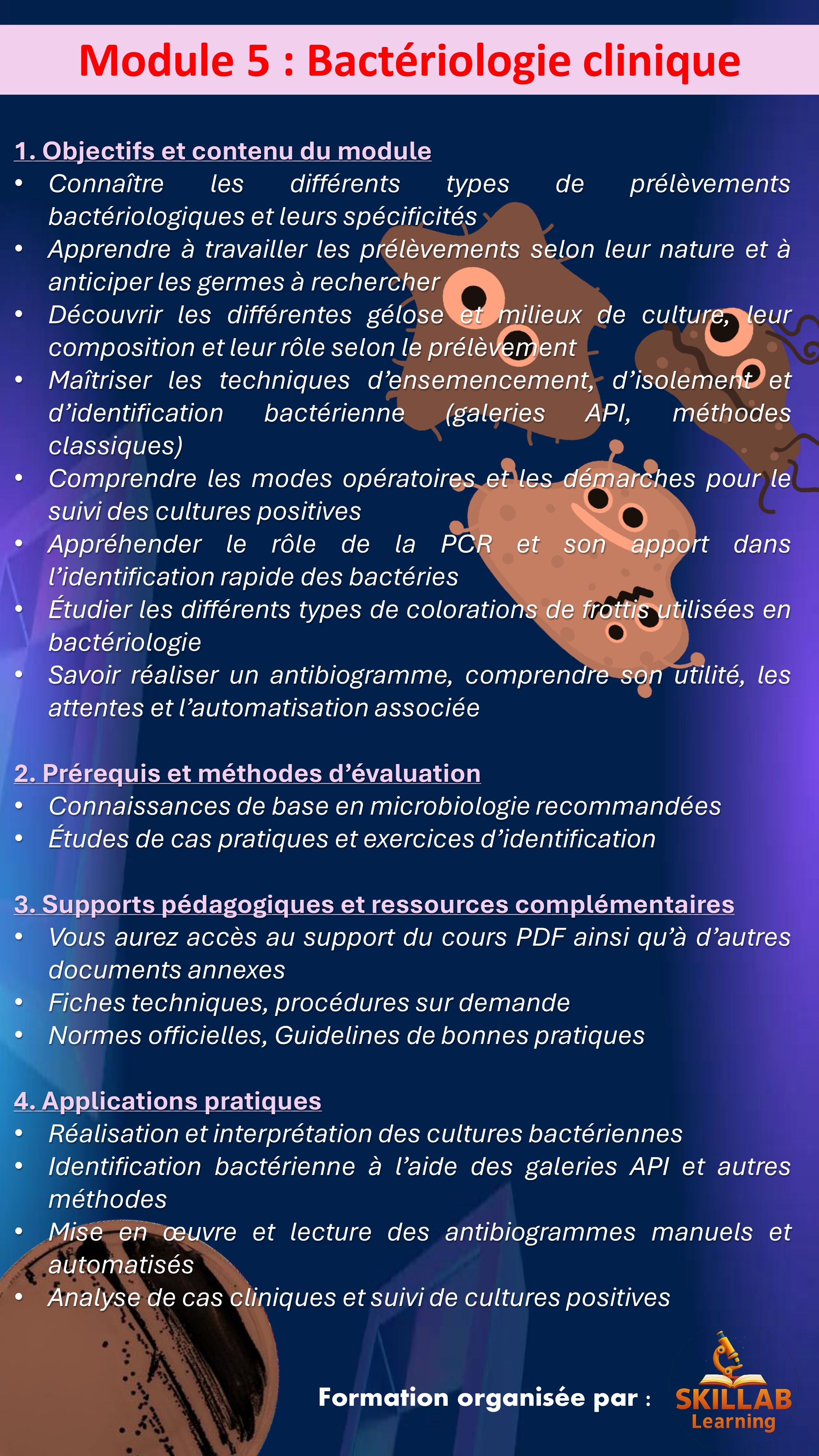 Module 5 : Bactériologie clinique (3h) - Date de la séance : 24/09/2026