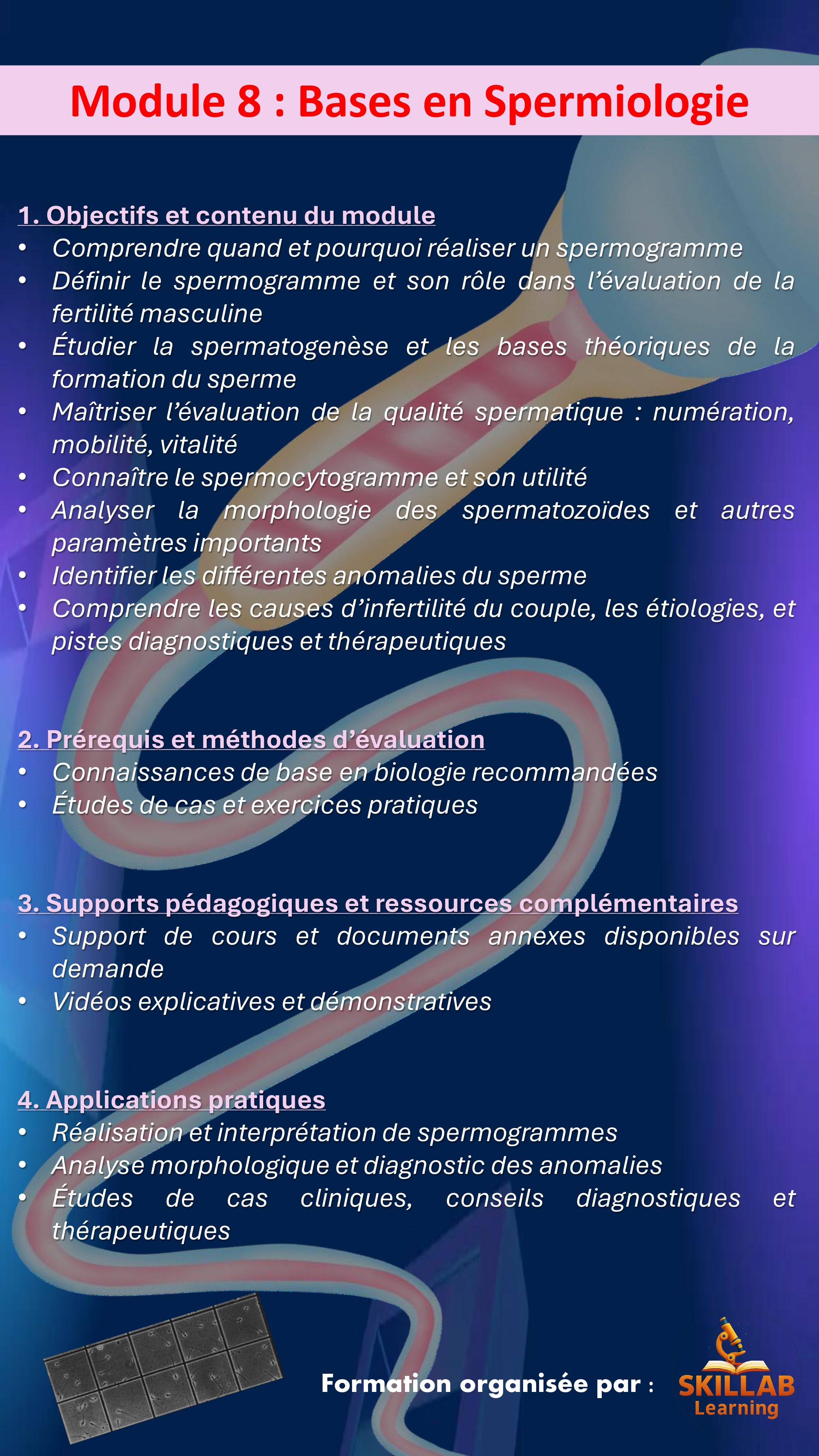 Module 8 : Bases en Spermiologie (3h) - Date de la séance : 06/10/2026